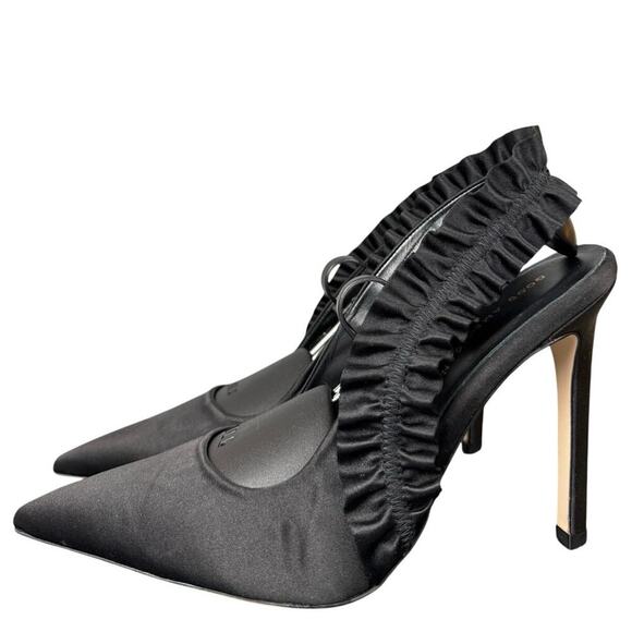 Good American Shoes - Good American The Show Off Slingback Pump In Black Satin Women’s Size 11 US
